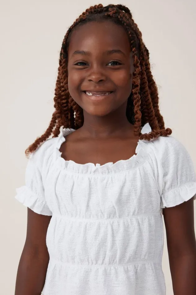 Girls Tops and TShirts Cotton On Astrid Short Sleeve Top White Girls Tops and TShirts Cotton On Astrid Short Sleeve Top White