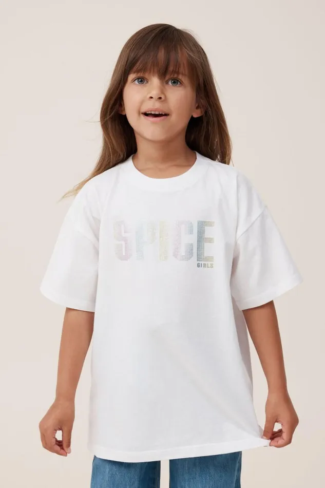 Girls Tops and TShirts Cotton On License Drop Shoulder Short Sleeve Tee Lcn Bra Spice Girlswhite Girls Tops and TShirts Cotton On License Drop Shoulder Short Sleeve Tee Lcn Bra Spice Girlswhite