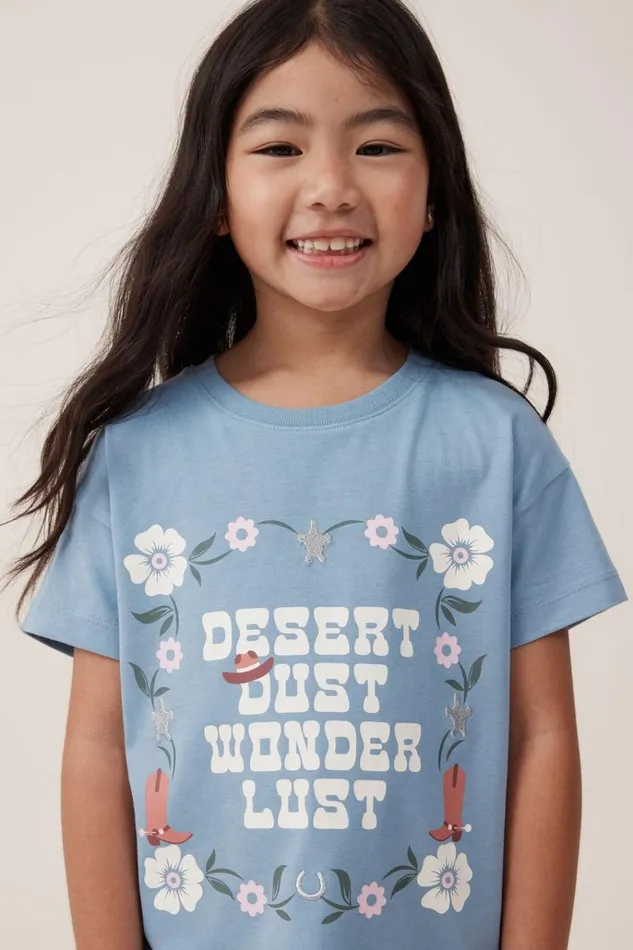 Girls Tops and TShirts Cotton On Poppy Short Sleeve Print Tee Dusty Bluewonderlust Girls Tops and TShirts Cotton On Poppy Short Sleeve Print Tee Dusty Bluewonderlust