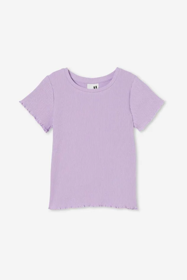 Girls Tops and TShirts Cotton On Raya Rib Baby Tee Lilac Drop Rib