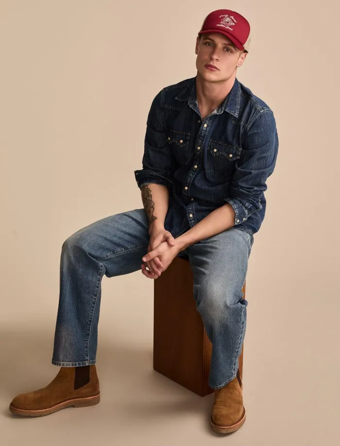 Gold Rush Saloon Long Sleeve Shirt Rodeo Men Lucky Brand Shirts and Tops