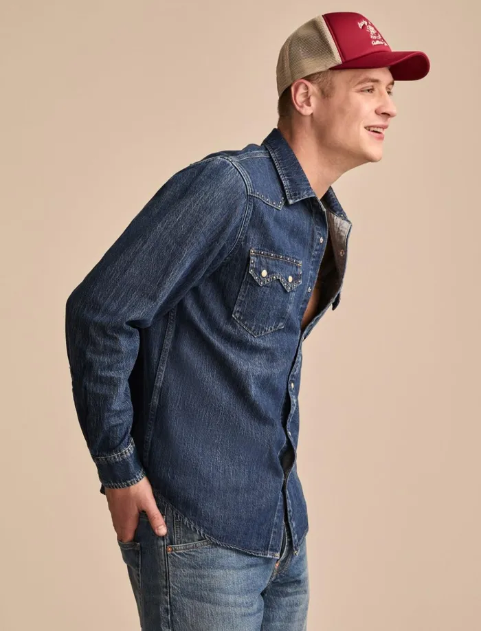 Gold Rush Saloon Long Sleeve Shirt Rodeo Men Lucky Brand Shirts and Tops
