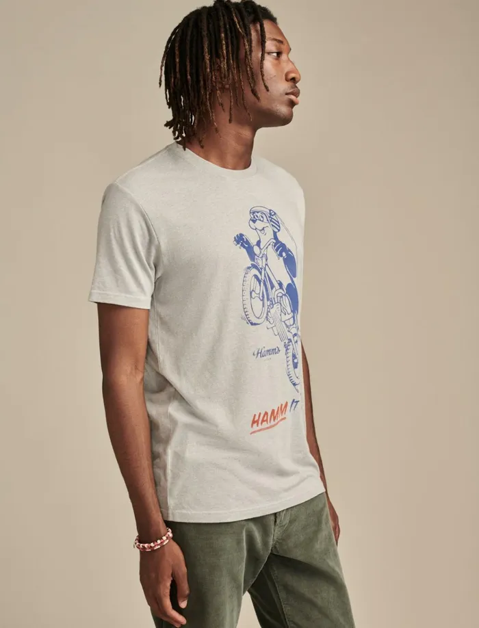 Hamms Moto Light Heather Grey Men Lucky Brand Graphic Tees