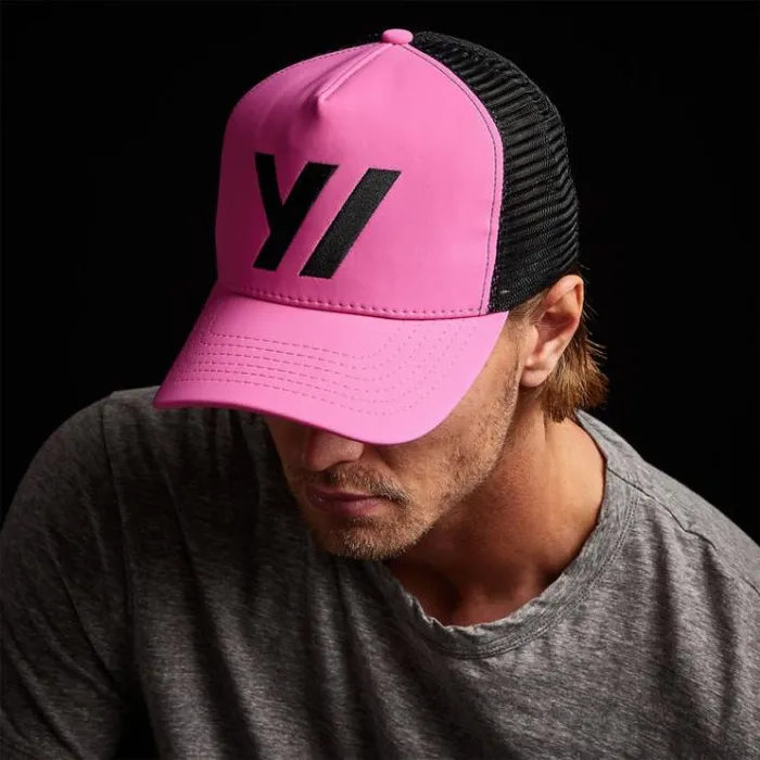 Hats Women James Perse Embroidered Scuba Trucker Hat Hot Pink