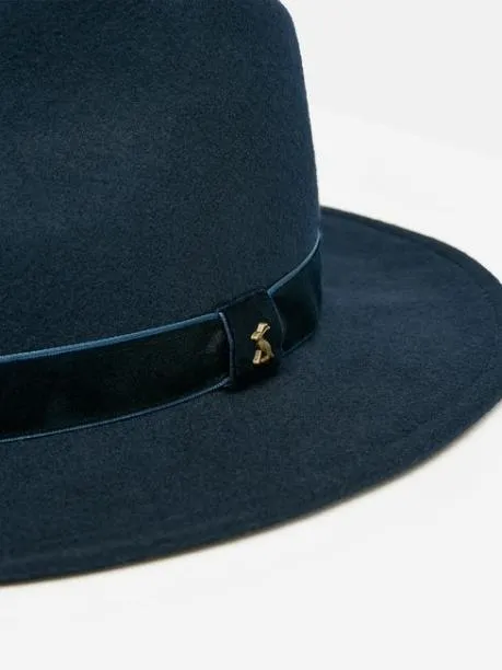 Hats Women Joules Navy Blue Wool Fedora Hat