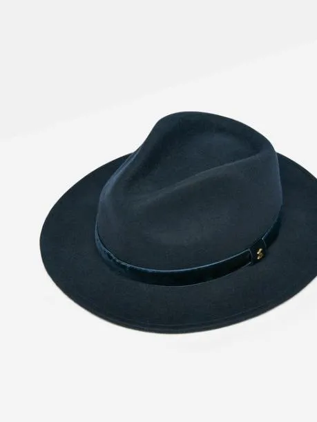 Hats Women Joules Navy Blue Wool Fedora Hat