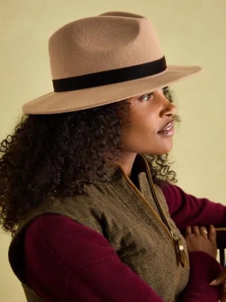 Hats Women Joules Neutral Wool Fedora