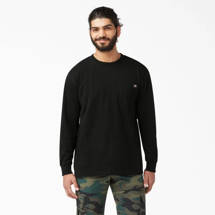 Heavyweight Long Sleeve Pocket TShirt Black Black bk Men Dickies Work Shirts