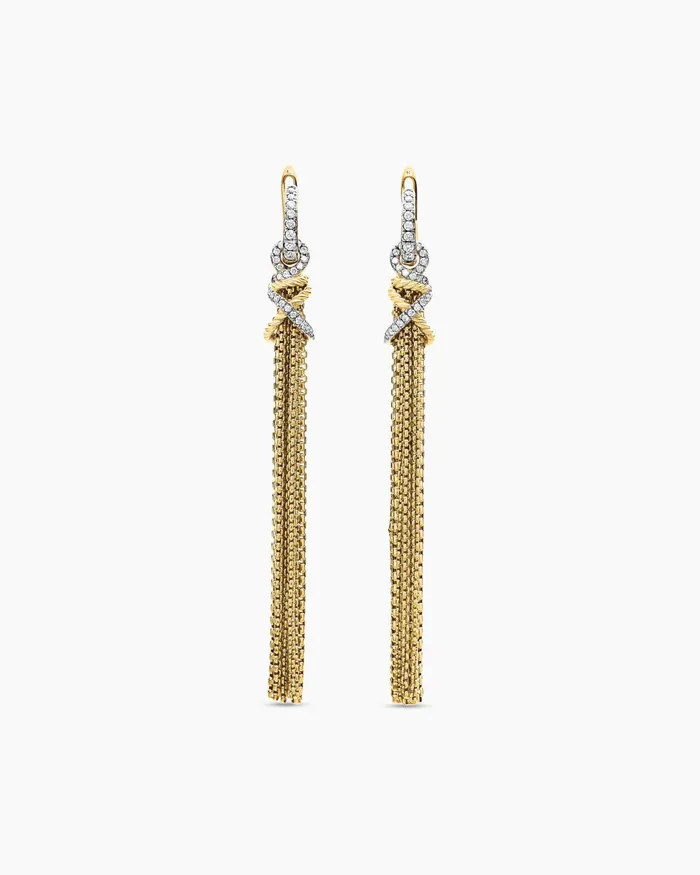 Helena Chain Tassel Earrings In 18K Yellow Gold With Diamonds 76mm Women David Yurman Drop Helena Chain Tassel Earrings In 18K Yellow Gold With Diamonds 76mm Women David Yurman Drop