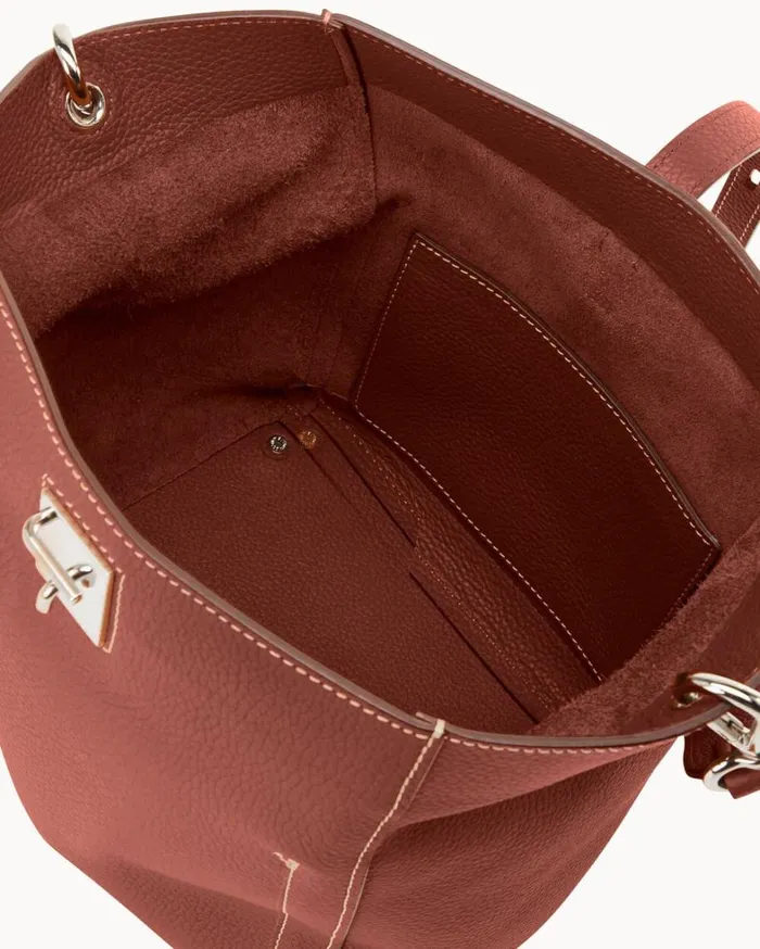 Henrys Tulip Tote Chocolate Women Dooney and Bourke Shoulder Bags Henrys Tulip Tote Chocolate Women Dooney and Bourke Shoulder Bags