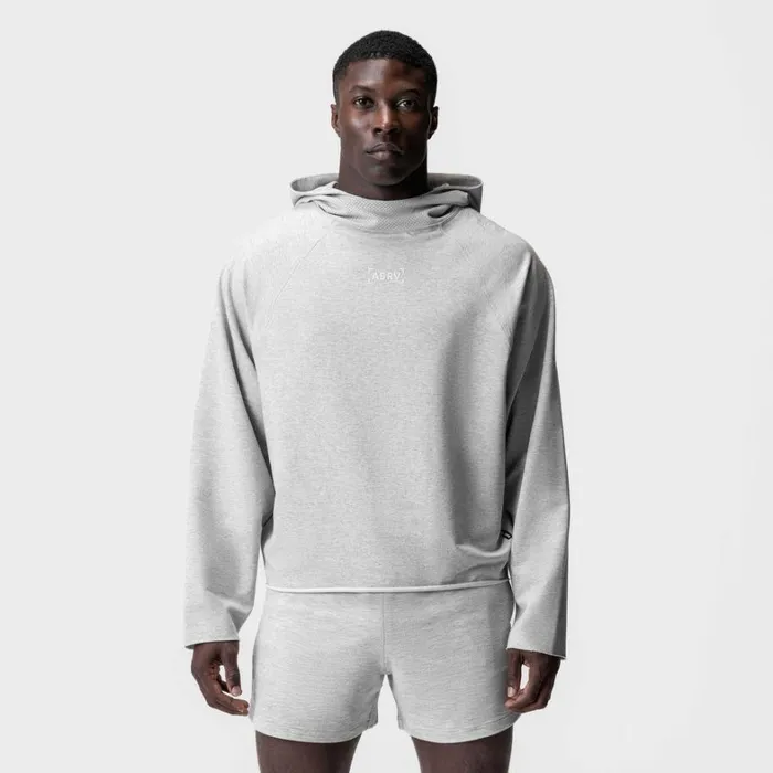 Hoodies and Sweatshirts Men ASRV MicroTerry Raw Hem Hoodie Heather Grey
