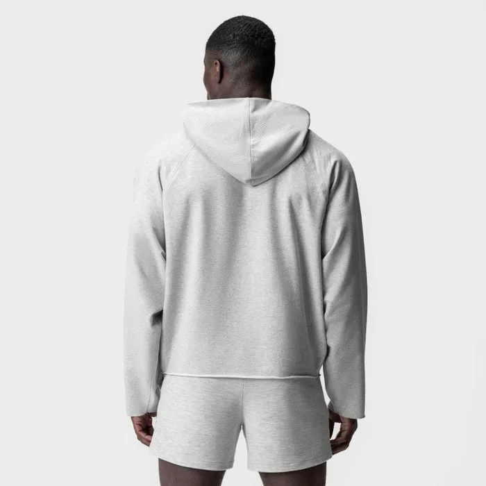 Hoodies and Sweatshirts Men ASRV MicroTerry Raw Hem Hoodie Heather Grey