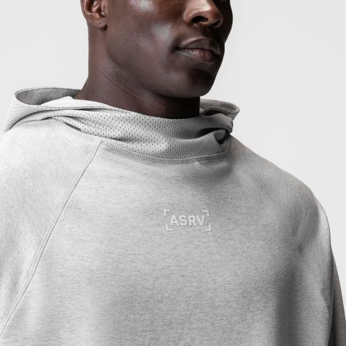 Hoodies and Sweatshirts Men ASRV MicroTerry Raw Hem Hoodie Heather Grey