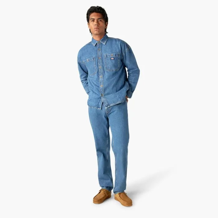 Houston Relaxed Fit Jeans Chambray Light Blue Chambray Light Blue clb Men Dickies Jeans