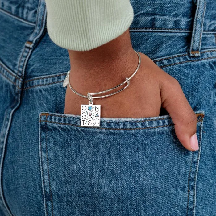 Iconic Women Alex And Ani Congrats039 Charm Bangle Silver