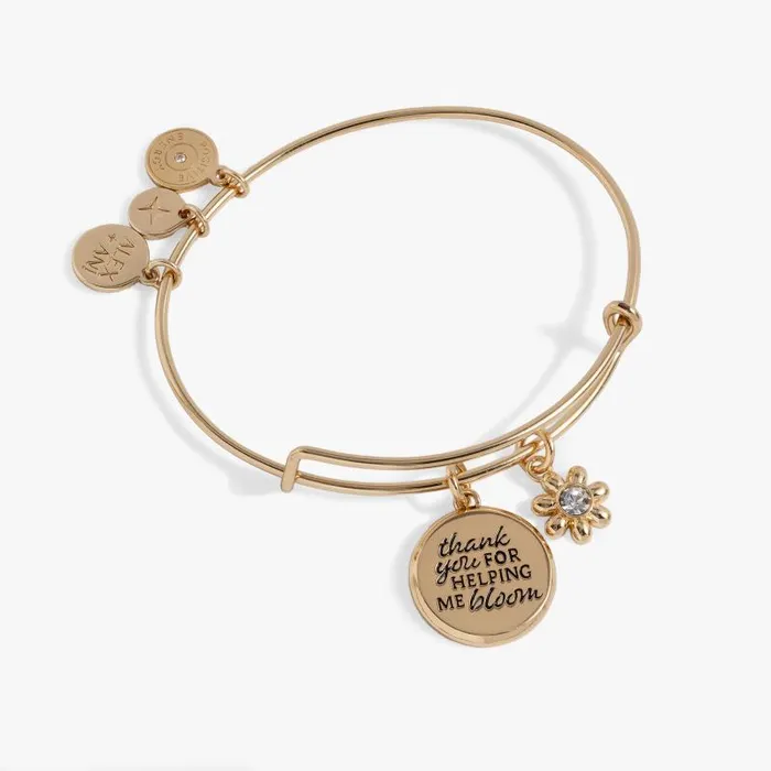 Iconic Women Alex And Ani Thank You For Helping Me Bloom039 Charm Bangle Gold