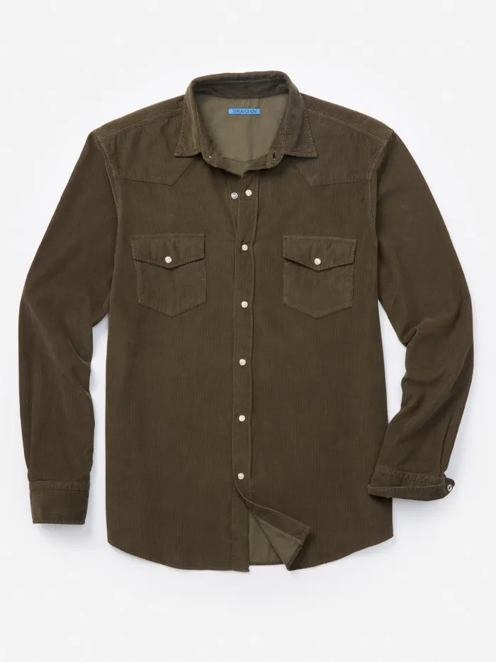 JMclaughlin Ace High Woven Cord Shirt Olive Men Shirts