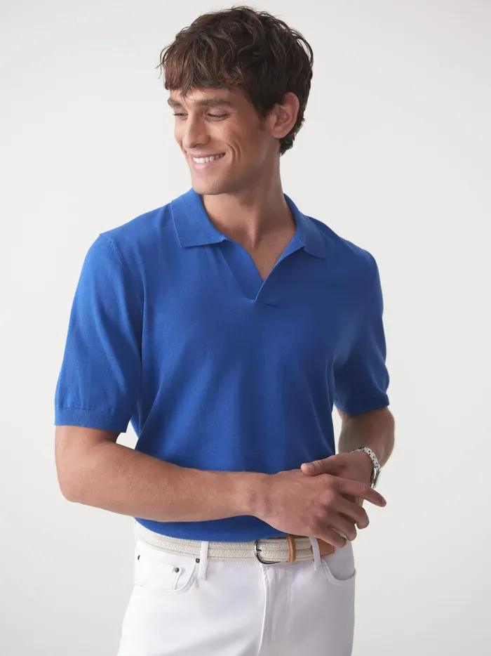 JMclaughlin Amalfi Short Sleeve Polo Blue Men Polos