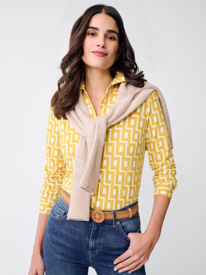 JMclaughlin Betty Shirt In City Windows Yellowoff White Women Shirts and Tops JMclaughlin Betty Shirt In City Windows Yellowoff White Women Shirts and Tops