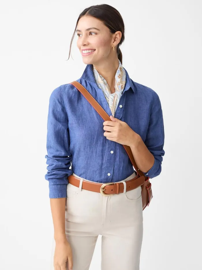 JMclaughlin Britt Linen Shirt Dark Chambray Women Shirts and Tops JMclaughlin Britt Linen Shirt Dark Chambray Women Shirts and Tops