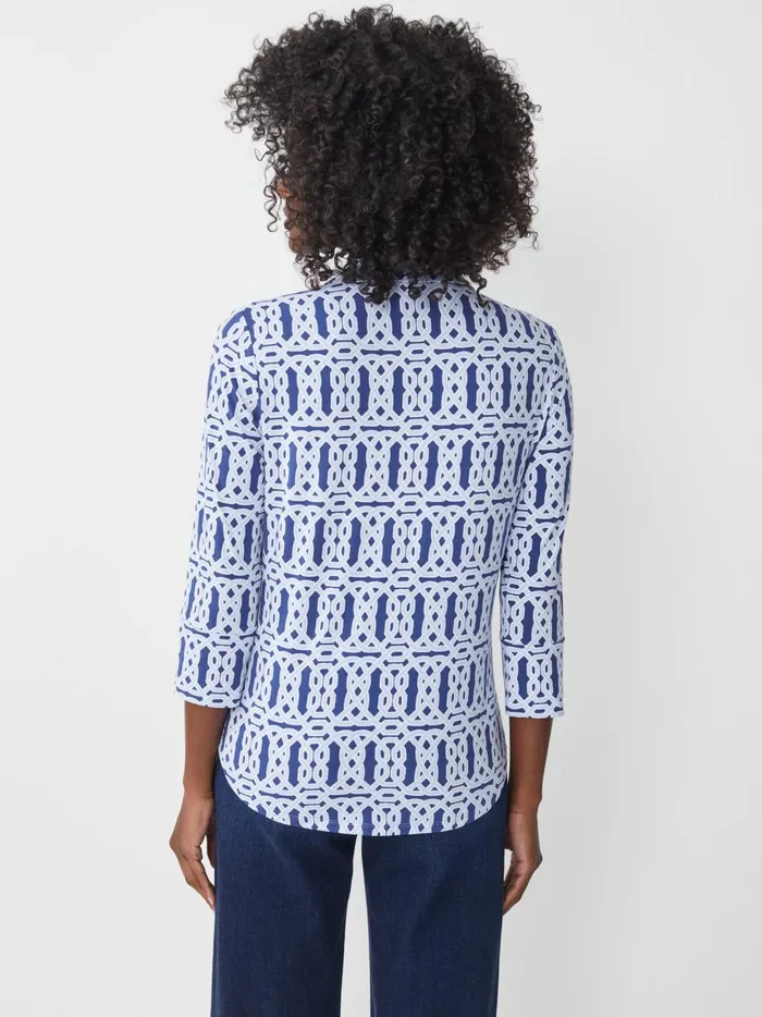 JMclaughlin Brynn Lyford Jersey Shirt In Mini Celtic Geo Navyblue Women Shirts and Tops