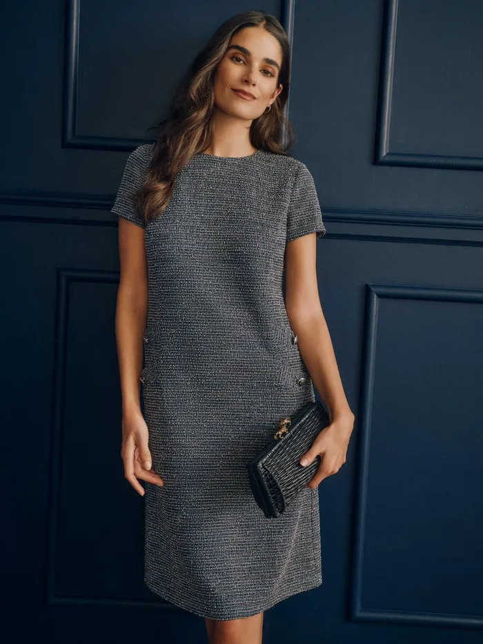 JMclaughlin Carlisle Tweed Dress Blue Women Dresses