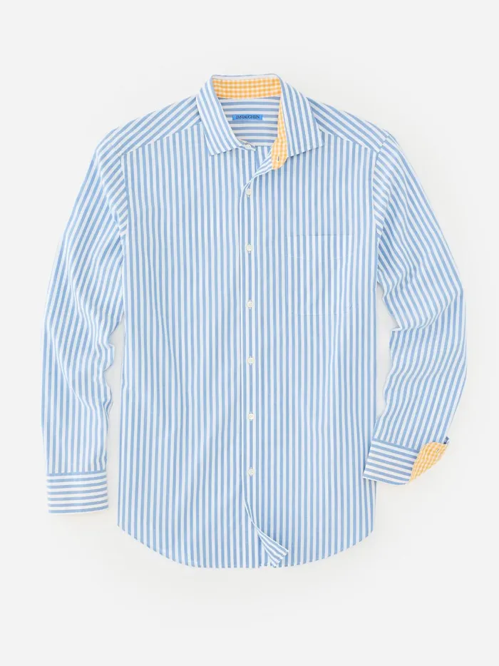 JMclaughlin Club Classic Fit Shirt In Bengal Stripe Bluewhite Men Shirts