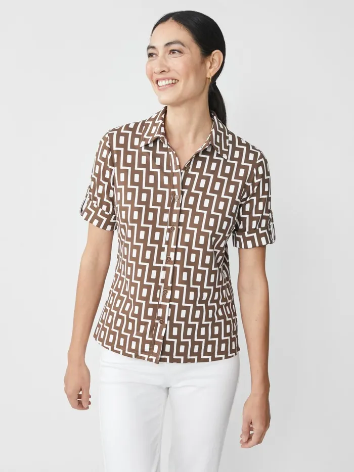 JMclaughlin Cornelia Shirt In City Windows Brownoff White Women Shirts and Tops JMclaughlin Cornelia Shirt In City Windows Brownoff White Women Shirts and Tops