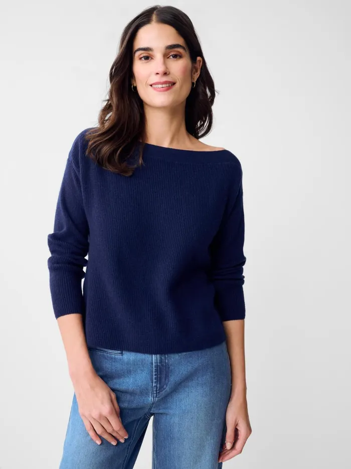 JMclaughlin Courcheval Cashmere Sweater Classic Navy Women Sweaters JMclaughlin Courcheval Cashmere Sweater Classic Navy Women Sweaters