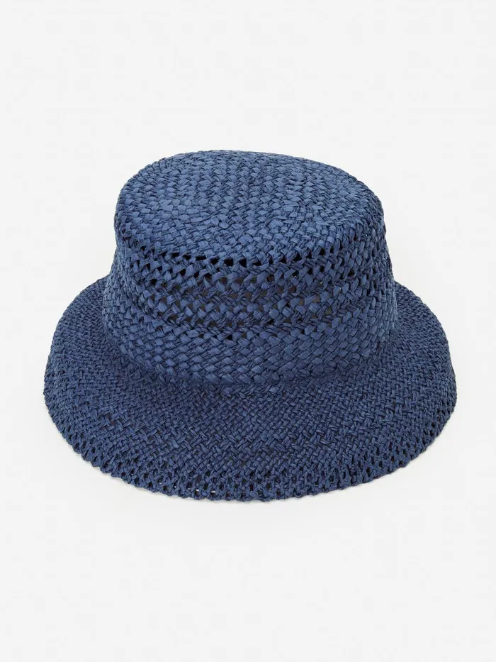 JMclaughlin Delia Straw Bucket Hat Denim Women Hats