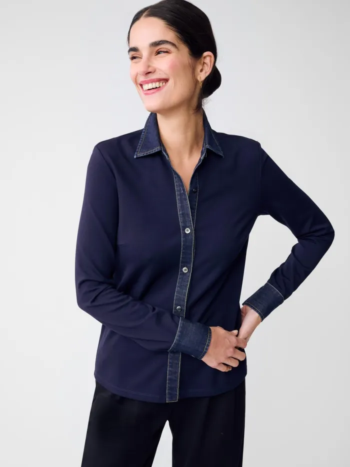 JMclaughlin Joyann Shirt Winter Navy Women Shirts and Tops