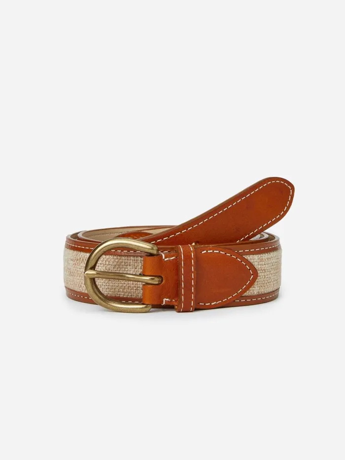JMclaughlin Leopold Linen Belt Natural Men Belts