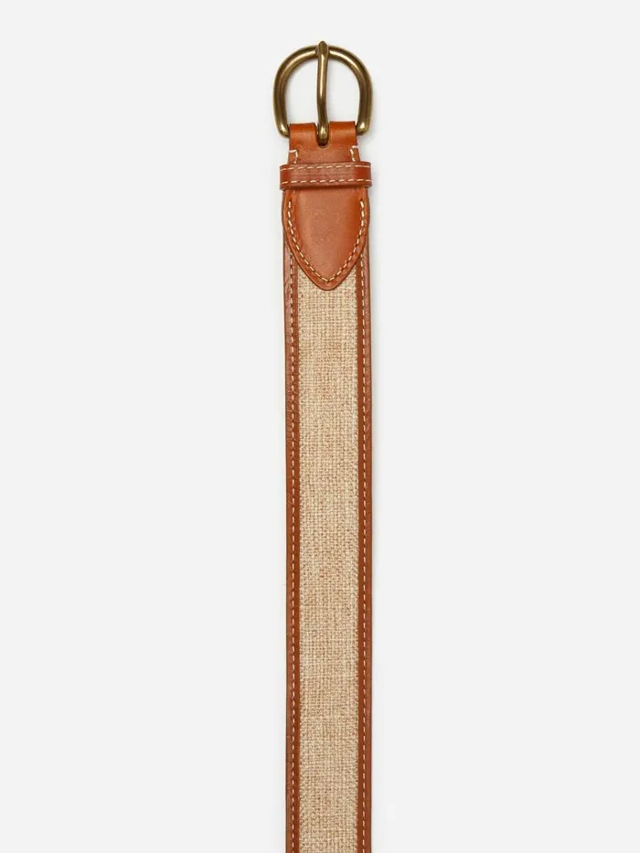 JMclaughlin Leopold Linen Belt Natural Men Belts
