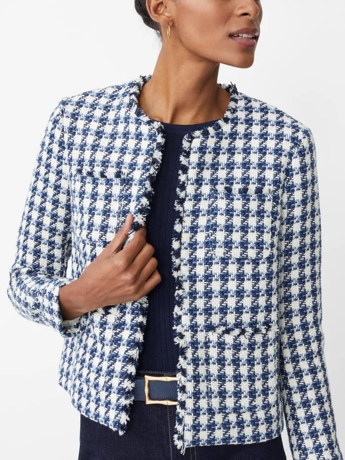 JMclaughlin Martha Jacket In Houndstooth Whitenavylight Blue Women Jackets and Outerwear