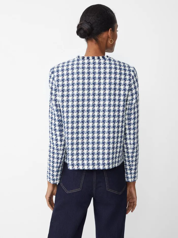 JMclaughlin Martha Jacket In Houndstooth Whitenavylight Blue Women Jackets and Outerwear
