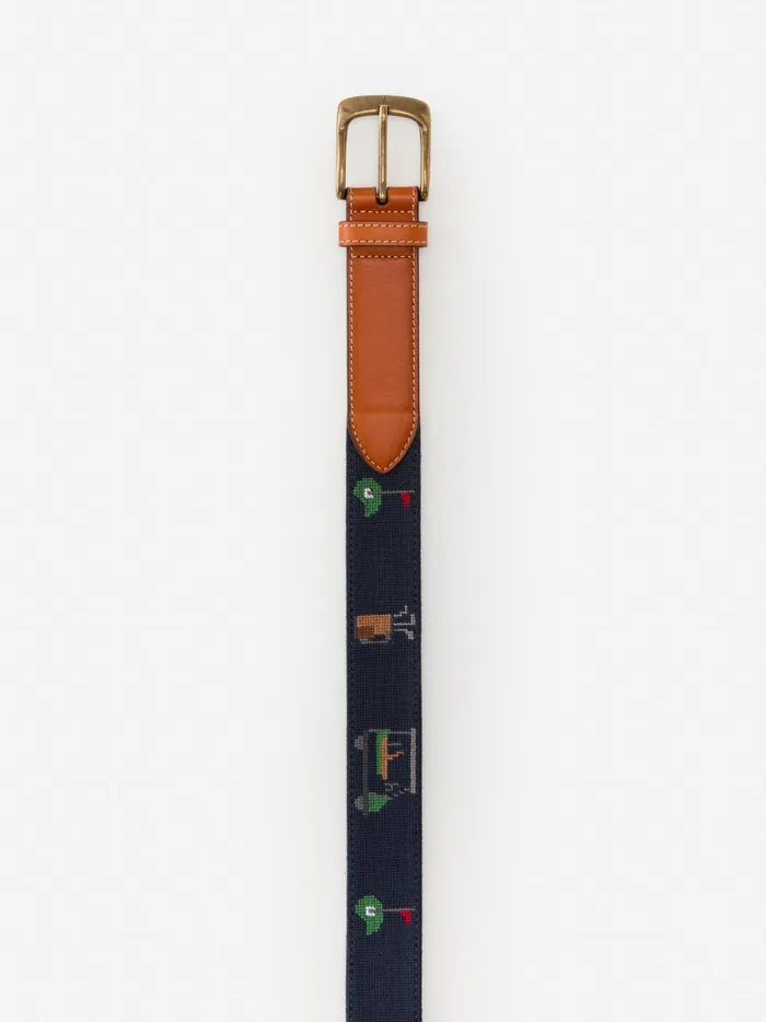 JMclaughlin Needlepoint Belt In Golf Navy Men Belts