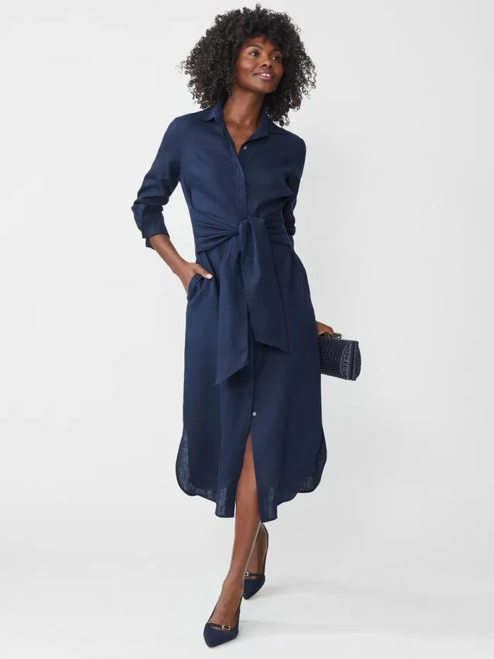 JMclaughlin Orla Linen Dress Navy Women Dresses