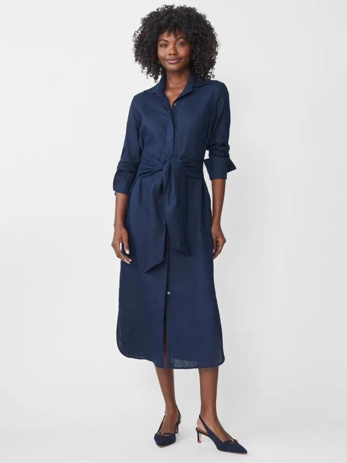 JMclaughlin Orla Linen Dress Navy Women Dresses