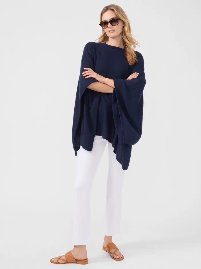 JMclaughlin Rale Cashmere Poncho Navy Women Jackets and Outerwear JMclaughlin Rale Cashmere Poncho Navy Women Jackets and Outerwear