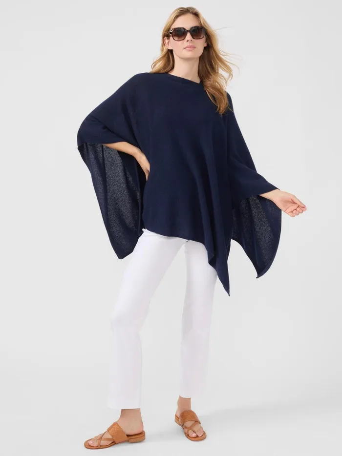 JMclaughlin Rale Cashmere Poncho Navy Women Jackets and Outerwear JMclaughlin Rale Cashmere Poncho Navy Women Jackets and Outerwear