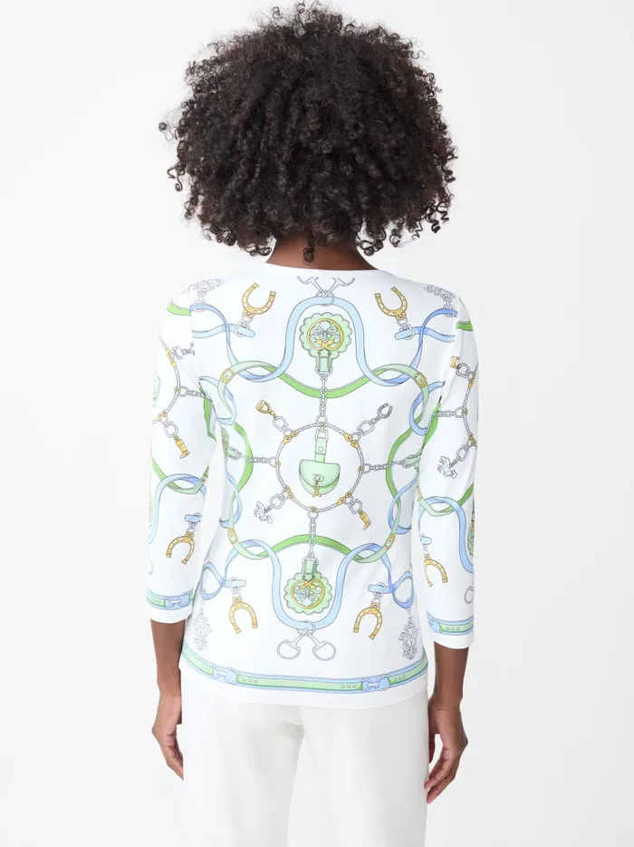 JMclaughlin Signature Tee In Fairfax Crest Whitebluegreen Women Shirts and Tops JMclaughlin Signature Tee In Fairfax Crest Whitebluegreen Women Shirts and Tops
