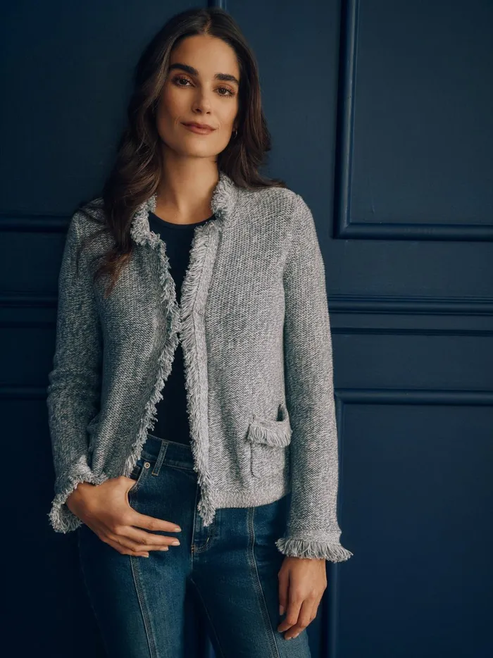 JMclaughlin Simone Cardigan Denimwhite Women Sweaters