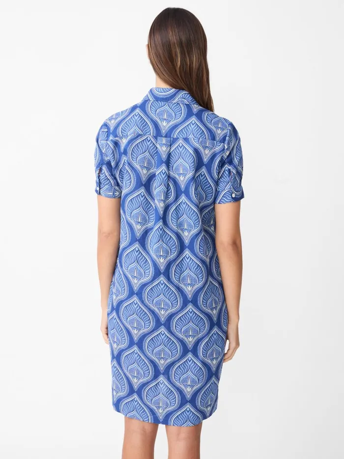 JMclaughlin Teresa Linen Blend Dress In Neo Tangier Geo Bluecornwall Women Dresses JMclaughlin Teresa Linen Blend Dress In Neo Tangier Geo Bluecornwall Women Dresses
