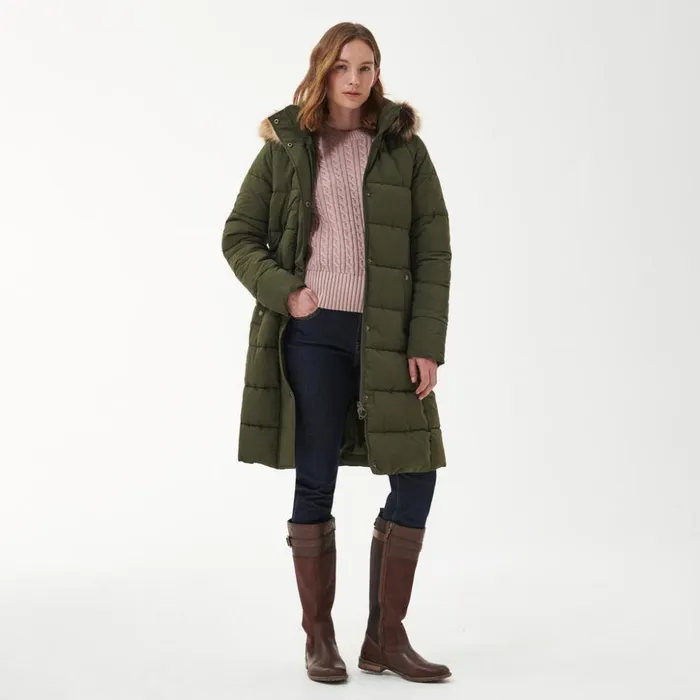 Jackets Women Orvis Barbour Grayling Quilted Parka Olive