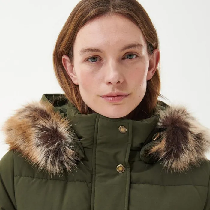 Jackets Women Orvis Barbour Grayling Quilted Parka Olive