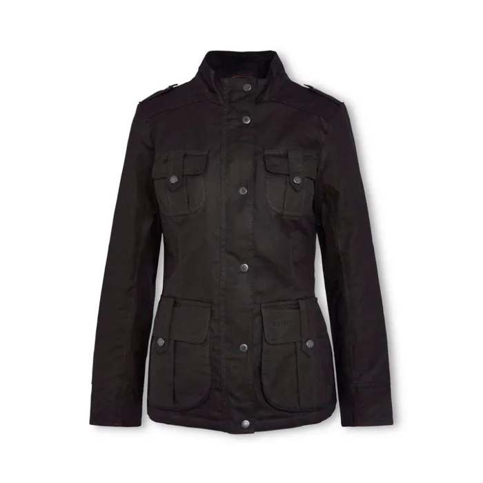 Jackets Women Orvis Barbour Winter Defence Waxed Cotton Jacket Black