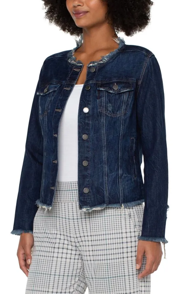 JEAN JACKETS Women Liverpool Los Angeles LACE UP DENIM JACKET Davidson