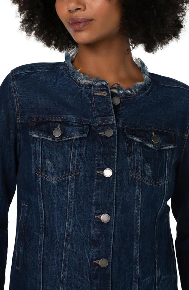 JEAN JACKETS Women Liverpool Los Angeles LACE UP DENIM JACKET Davidson