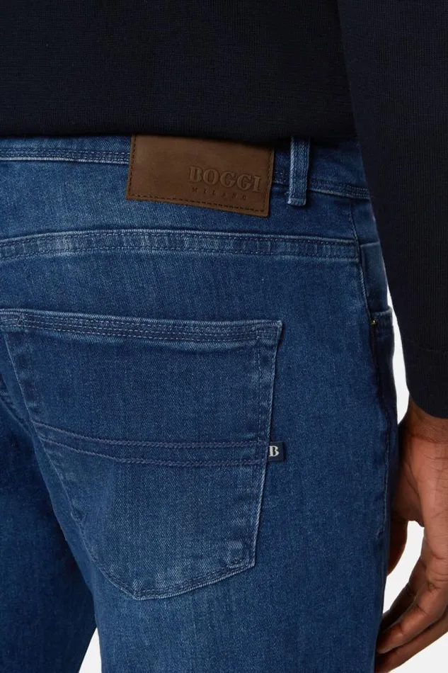 Jeans Men Boggi Milano Medium Blue Stretch Denim Jeans Indigo Jeans Men Boggi Milano Medium Blue Stretch Denim Jeans Indigo