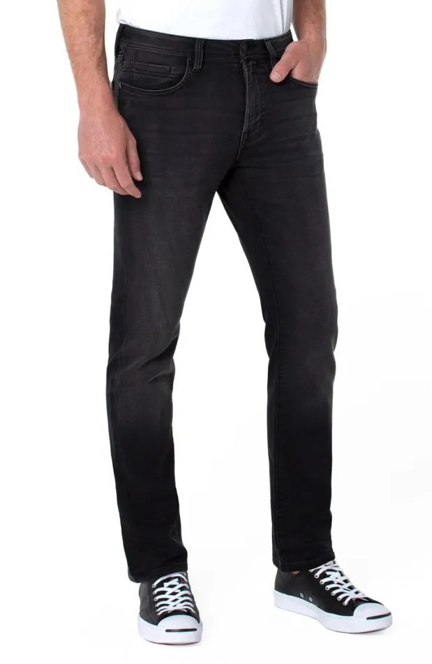 JEANS Men Liverpool Los Angeles KINGSTON MODERN STRAIGHT BLACK KNIT ECO DENIM Bleecker JEANS Men Liverpool Los Angeles KINGSTON MODERN STRAIGHT BLACK KNIT ECO DENIM Bleecker